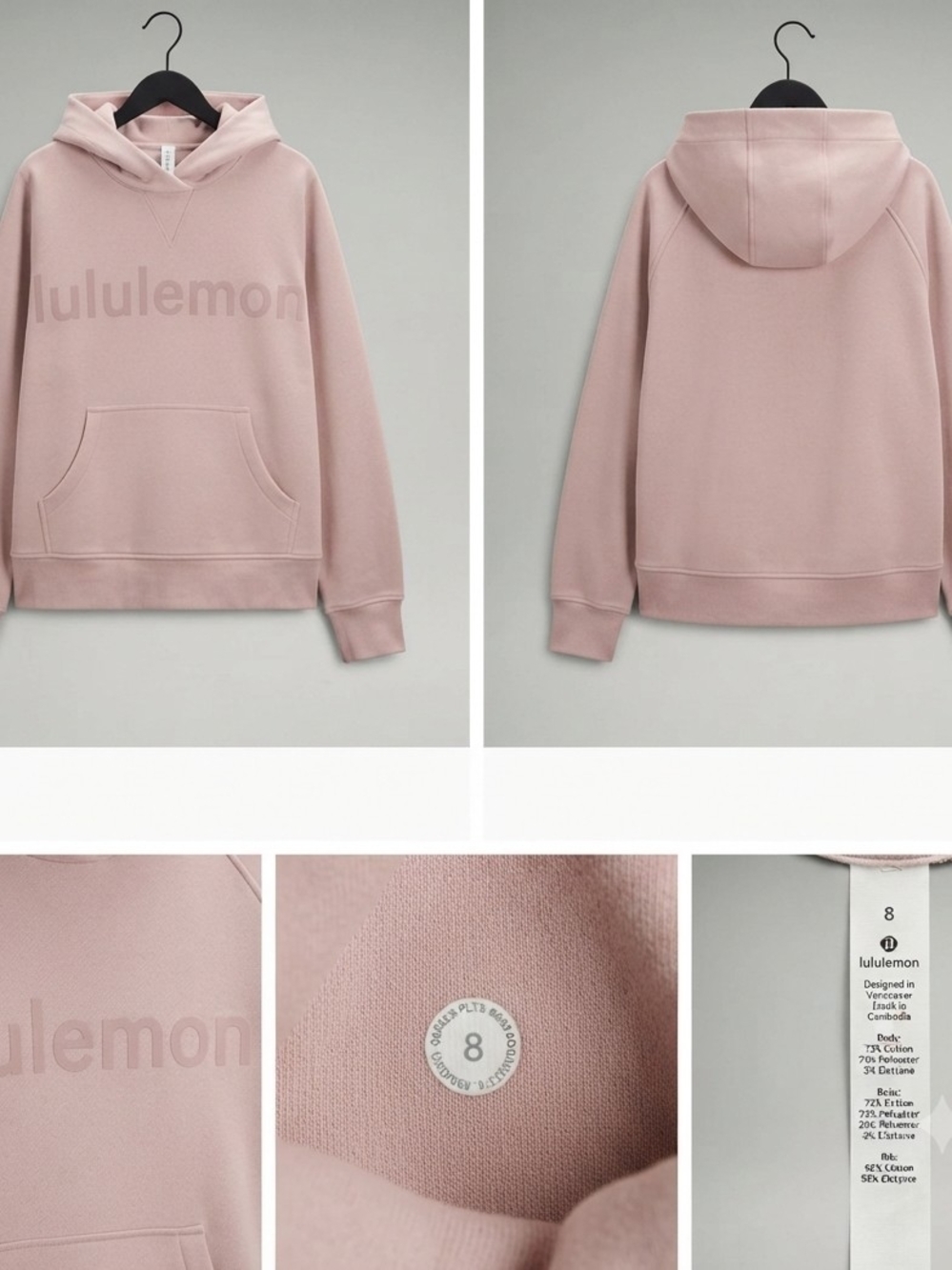 Lululemon All Yours Soft Pink Logo Pullover Hoodie